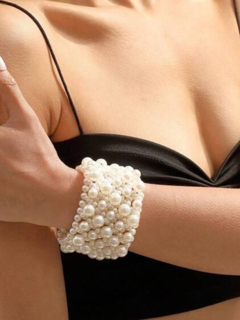 Classic Ivory Pearl Beaded Stretch Bracelet - Picture 3 of 3